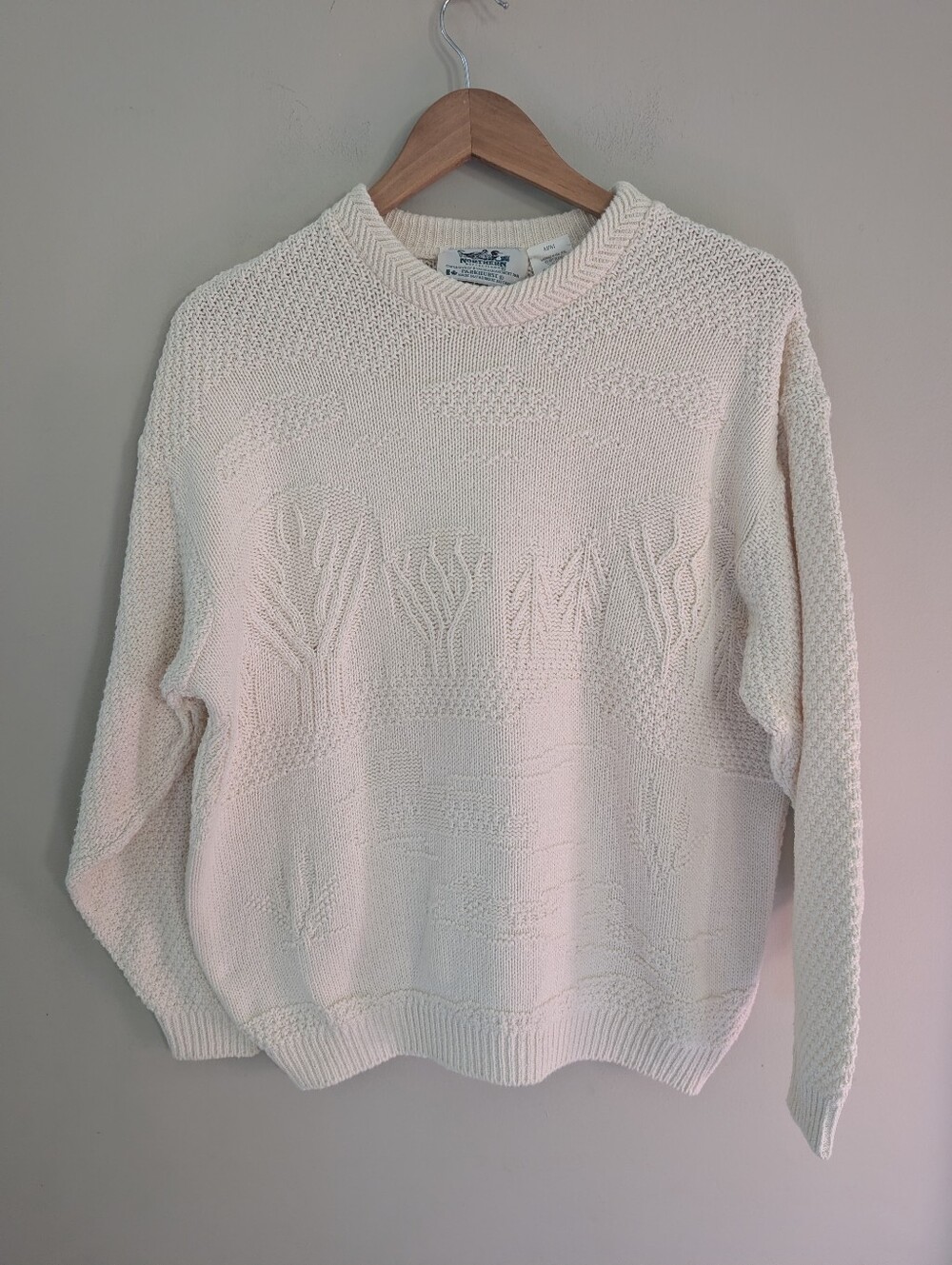Vintage Northern Reflections White Nature Duck Knit Sweater Size M Cabin Cozy